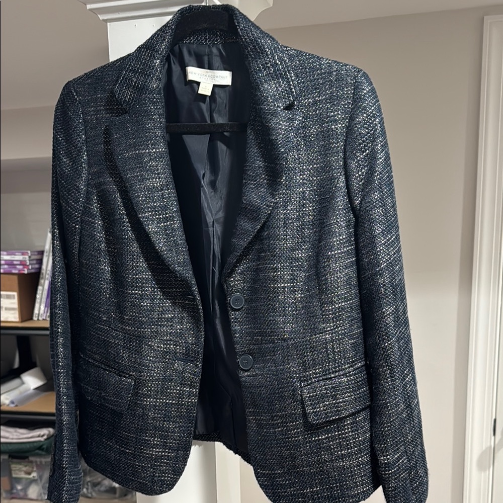 EUC New York & Co. metallic tweed blazer sz 6